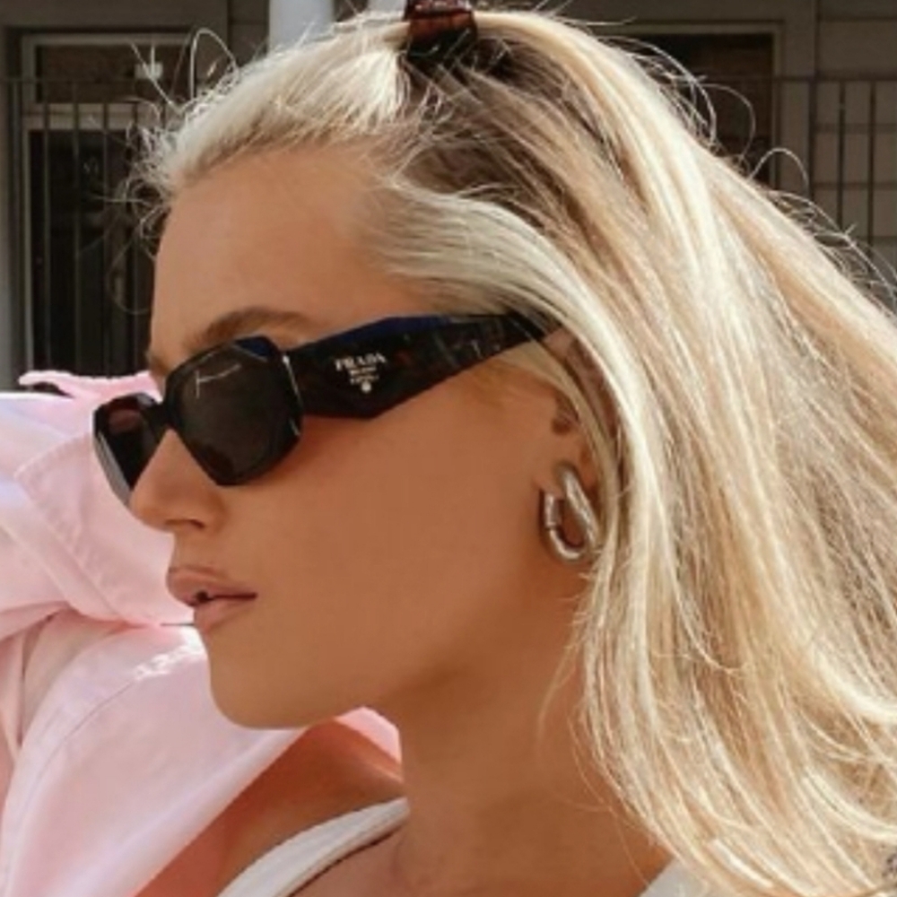Prada Runway Rectangular Sunglasses in Black - Picture 12 of 13